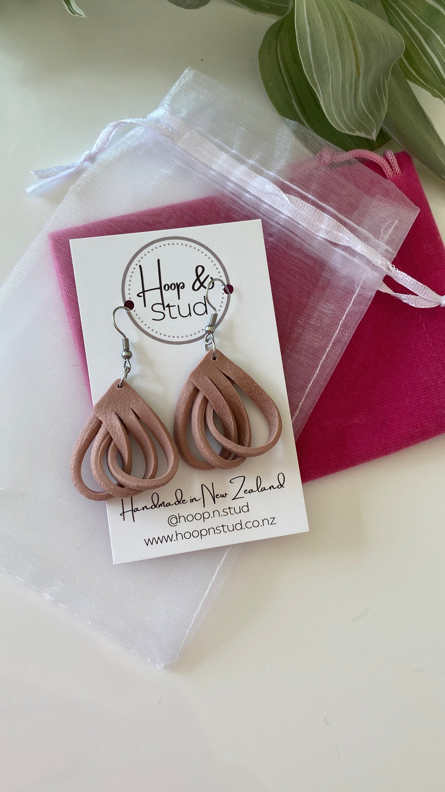 Leather twist earrings