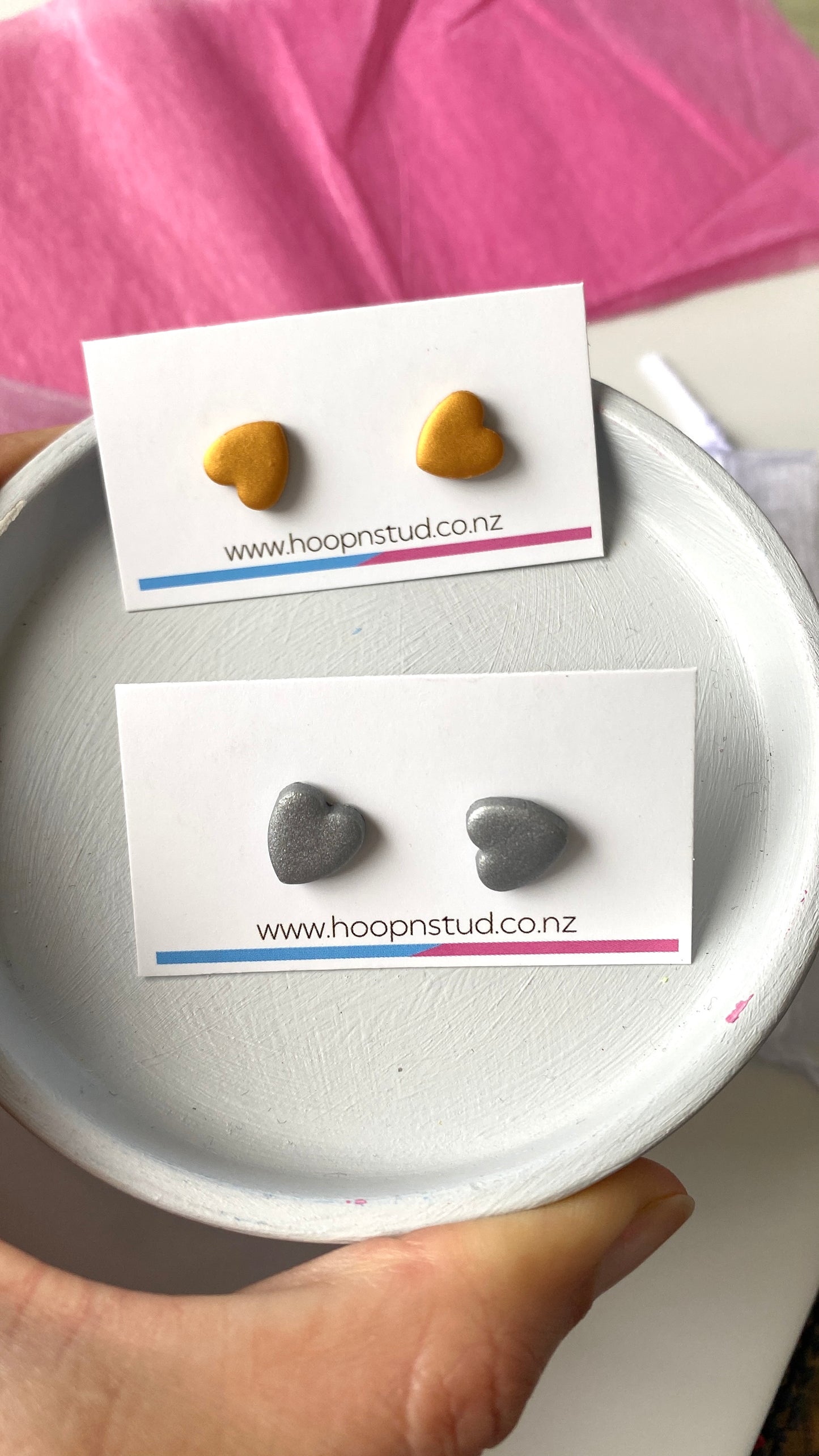 Mini heart studs