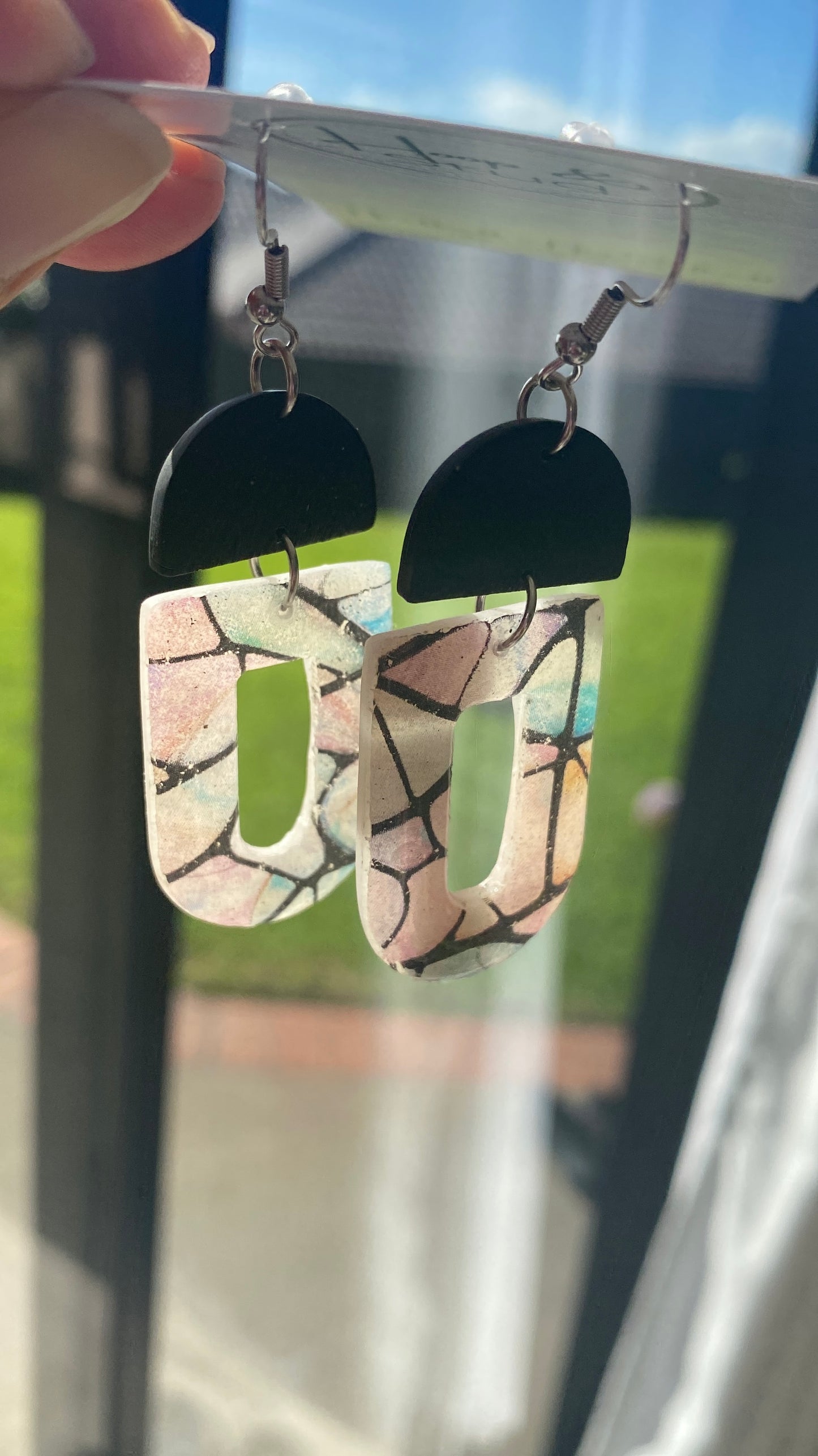 Stained glass arch dangle