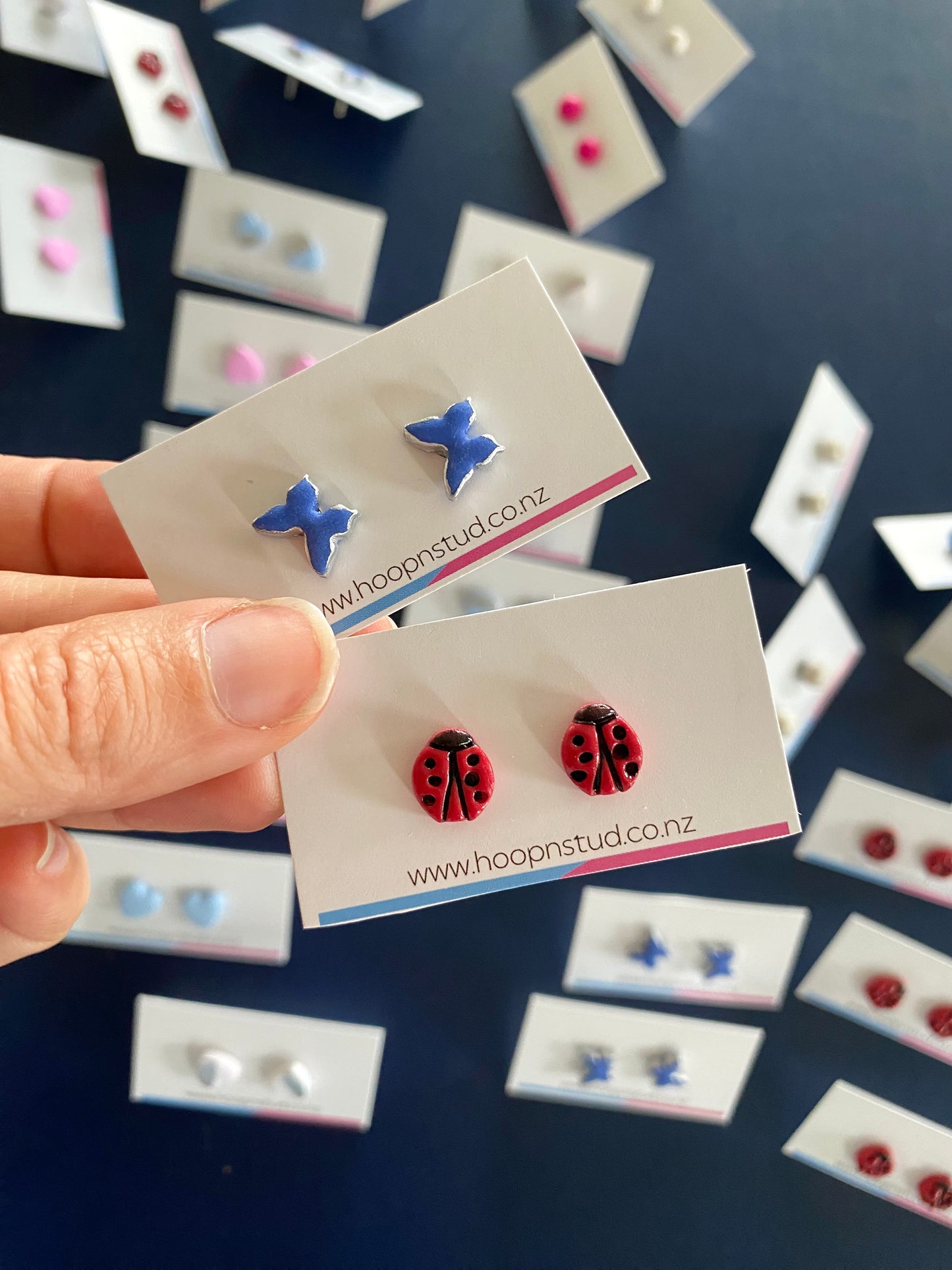 Ladybug and butterfly studs