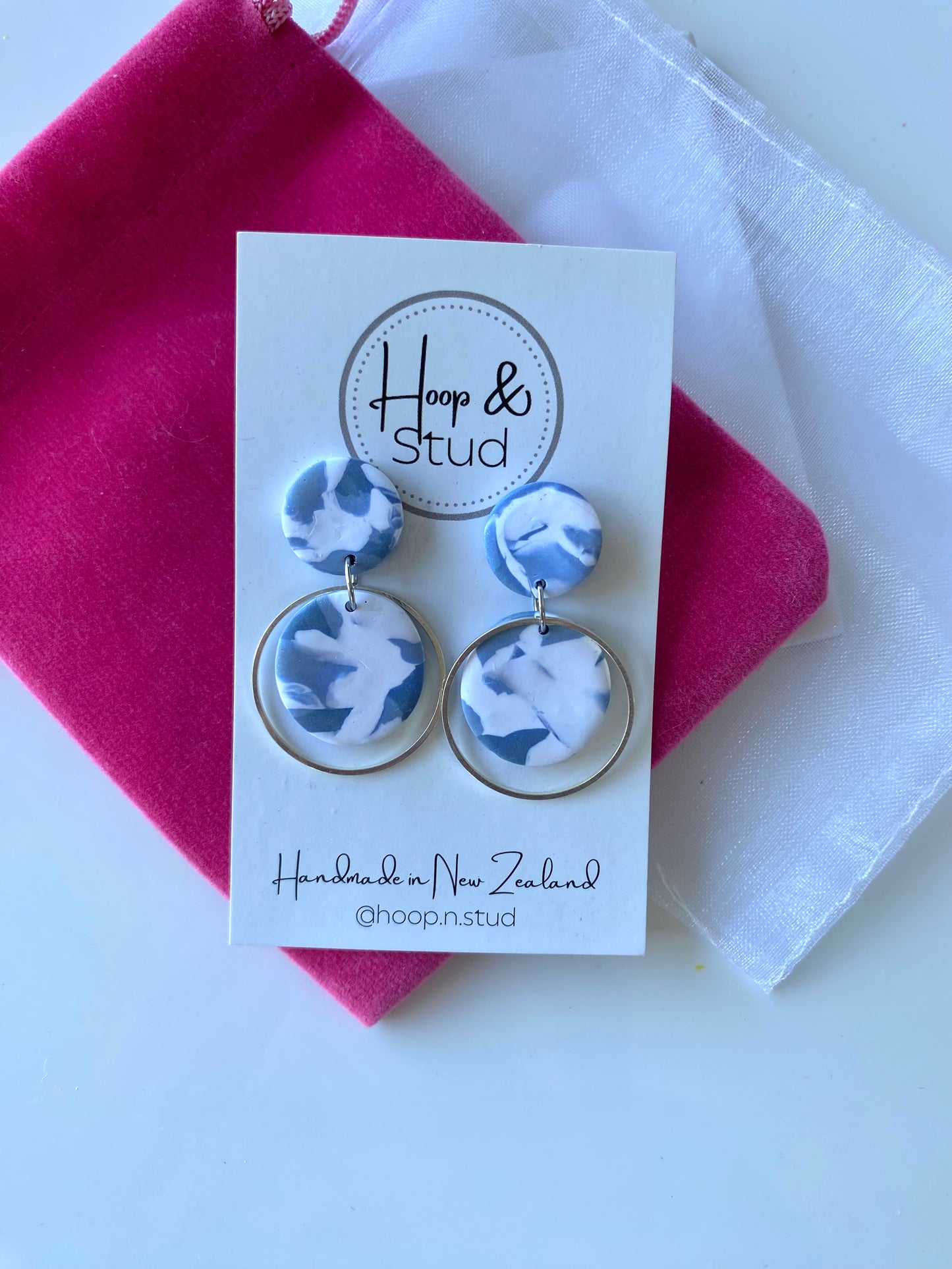 Blue marble earrings