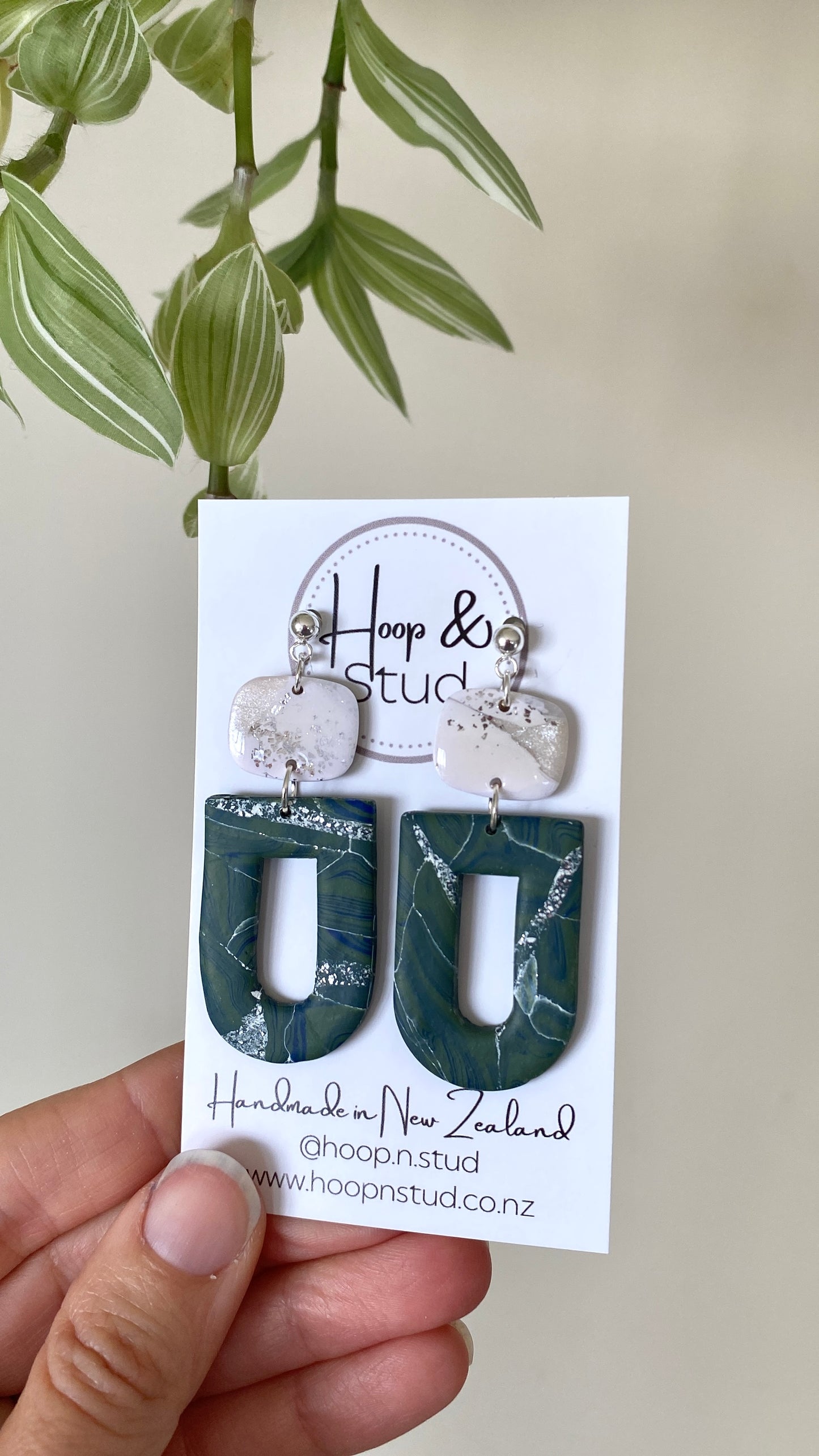 Green marble earrings