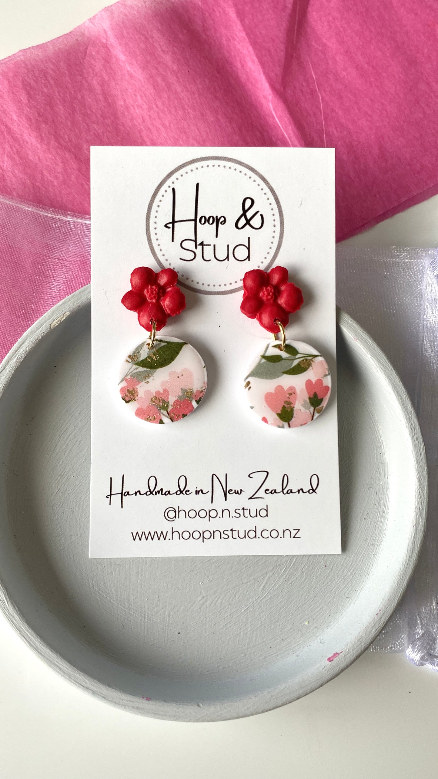 Floral transfer earrings