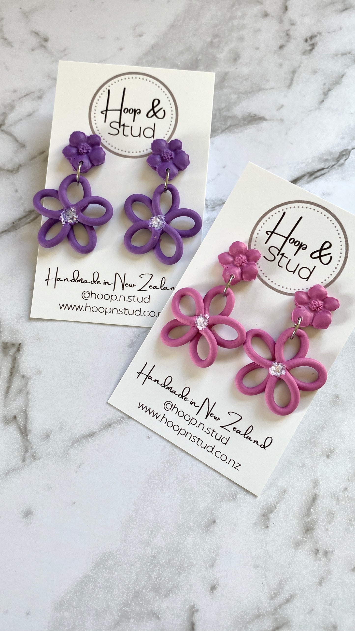 Extruded double flower earrings