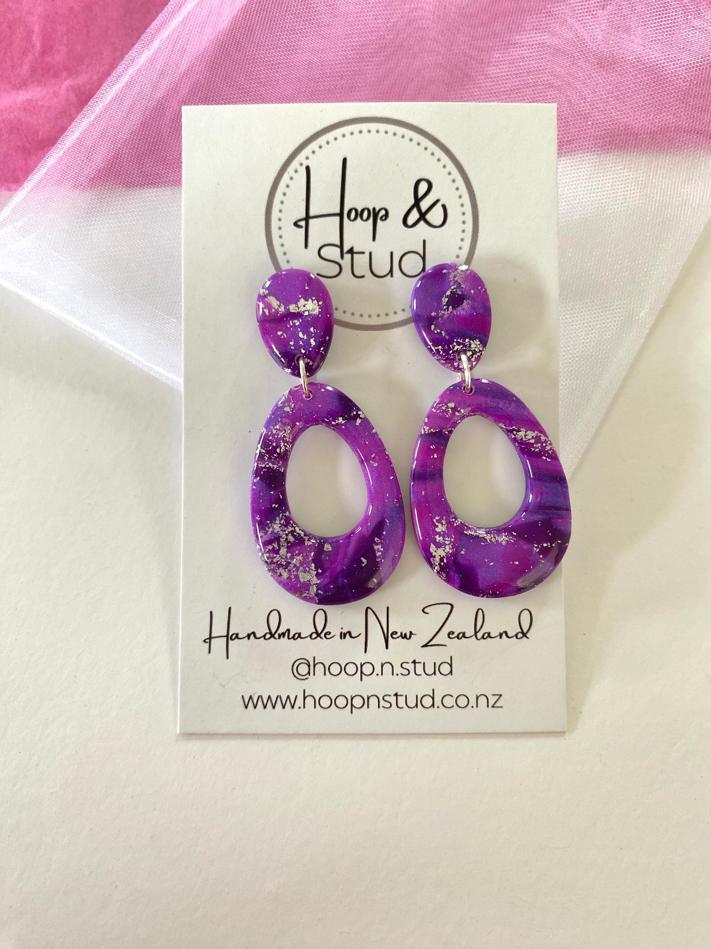 Purple and silver earrings