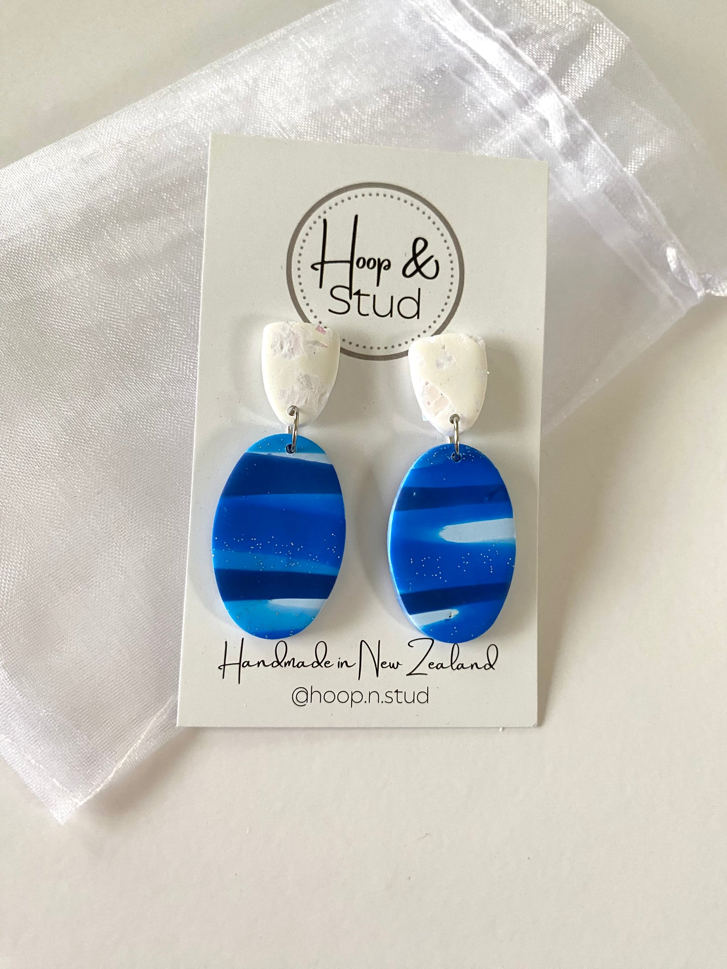 Blue marble earrings