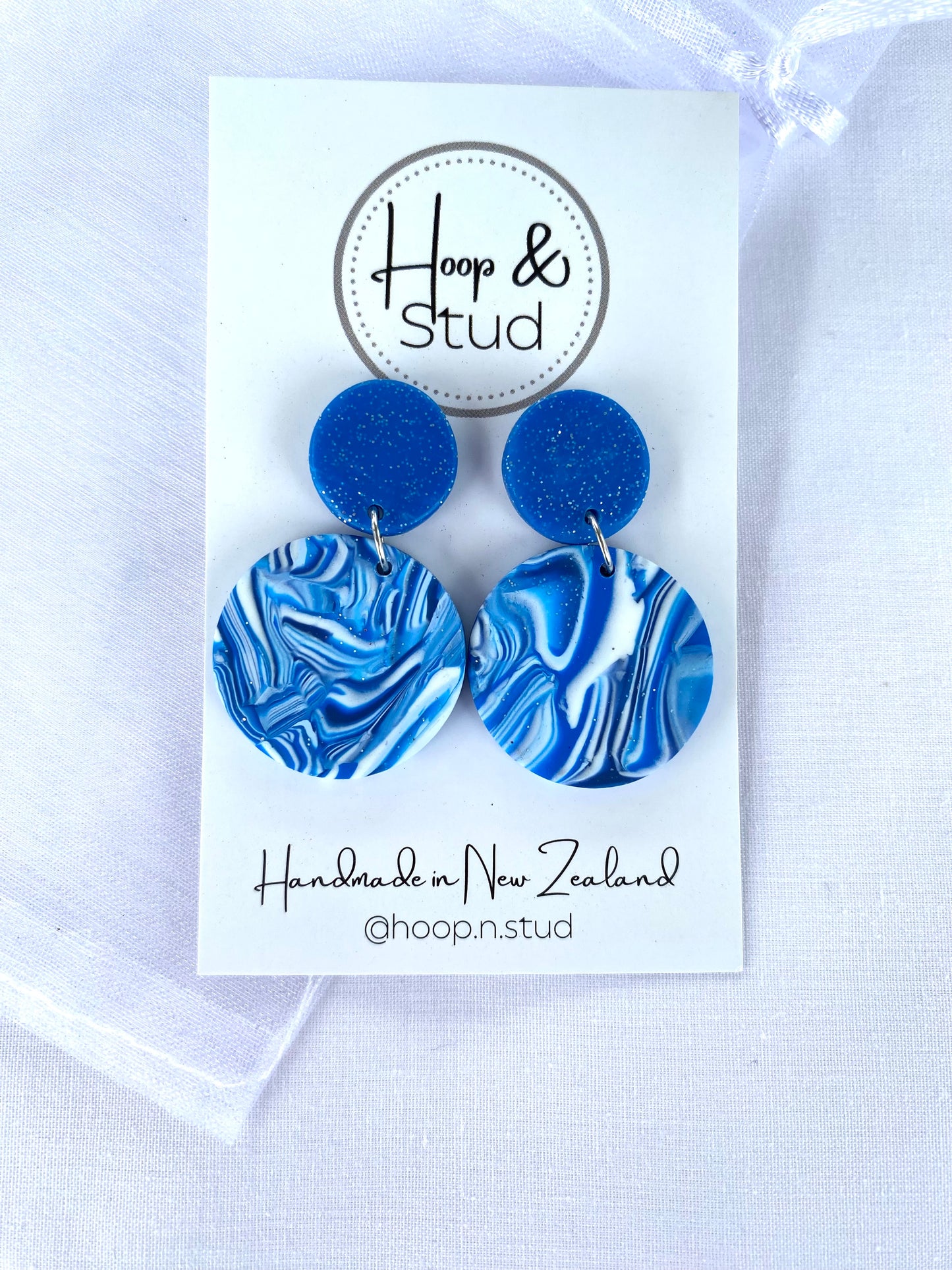 Blue marble earrings