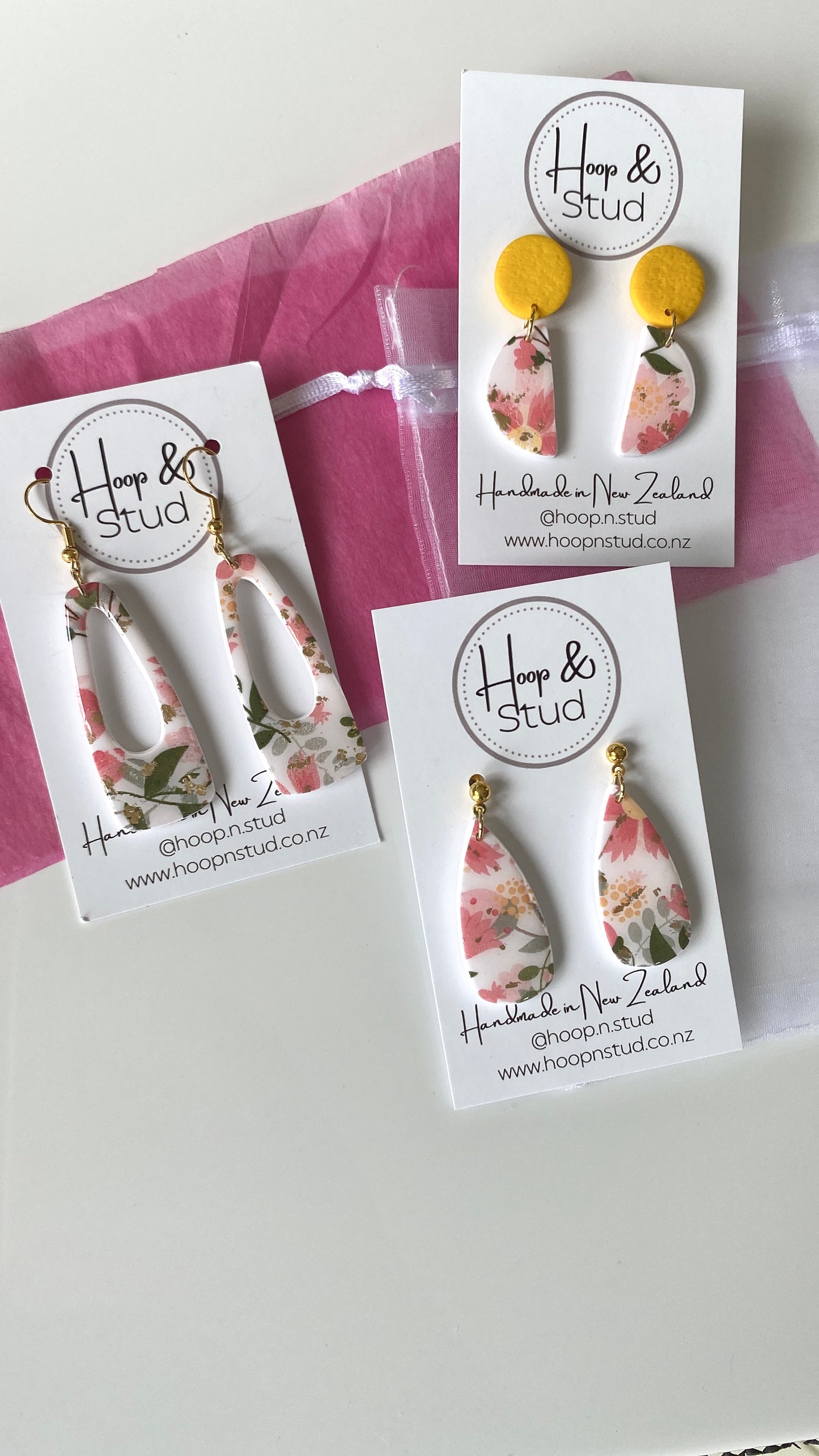 Floral transfer earrings