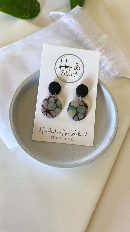 Stained glass double drop earrings