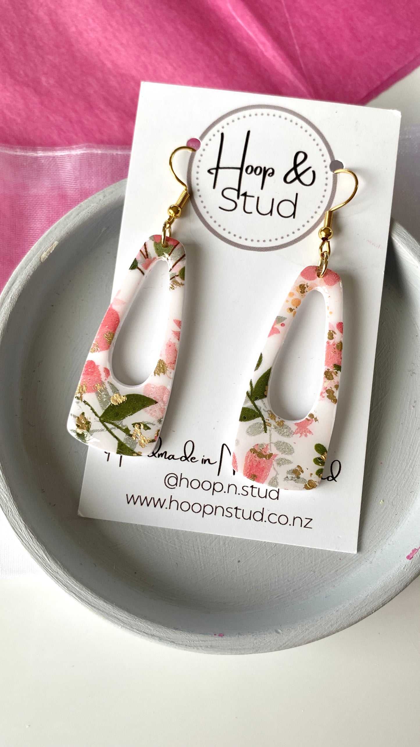 Floral transfer earrings