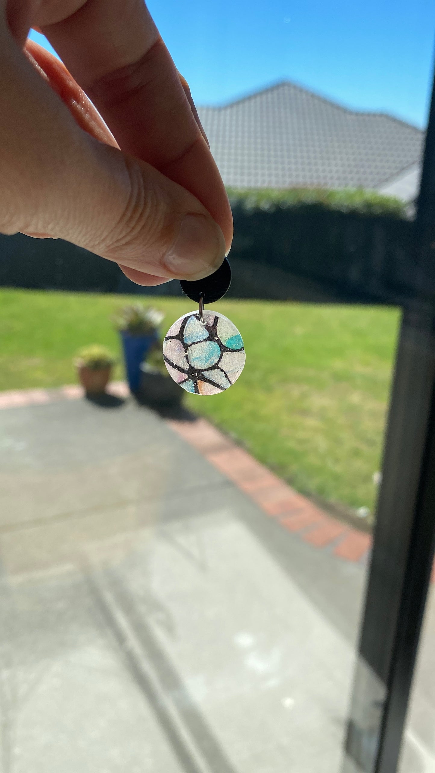 Stained glass double drop earrings