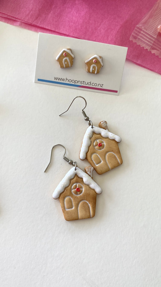 Gingerbread house earrings