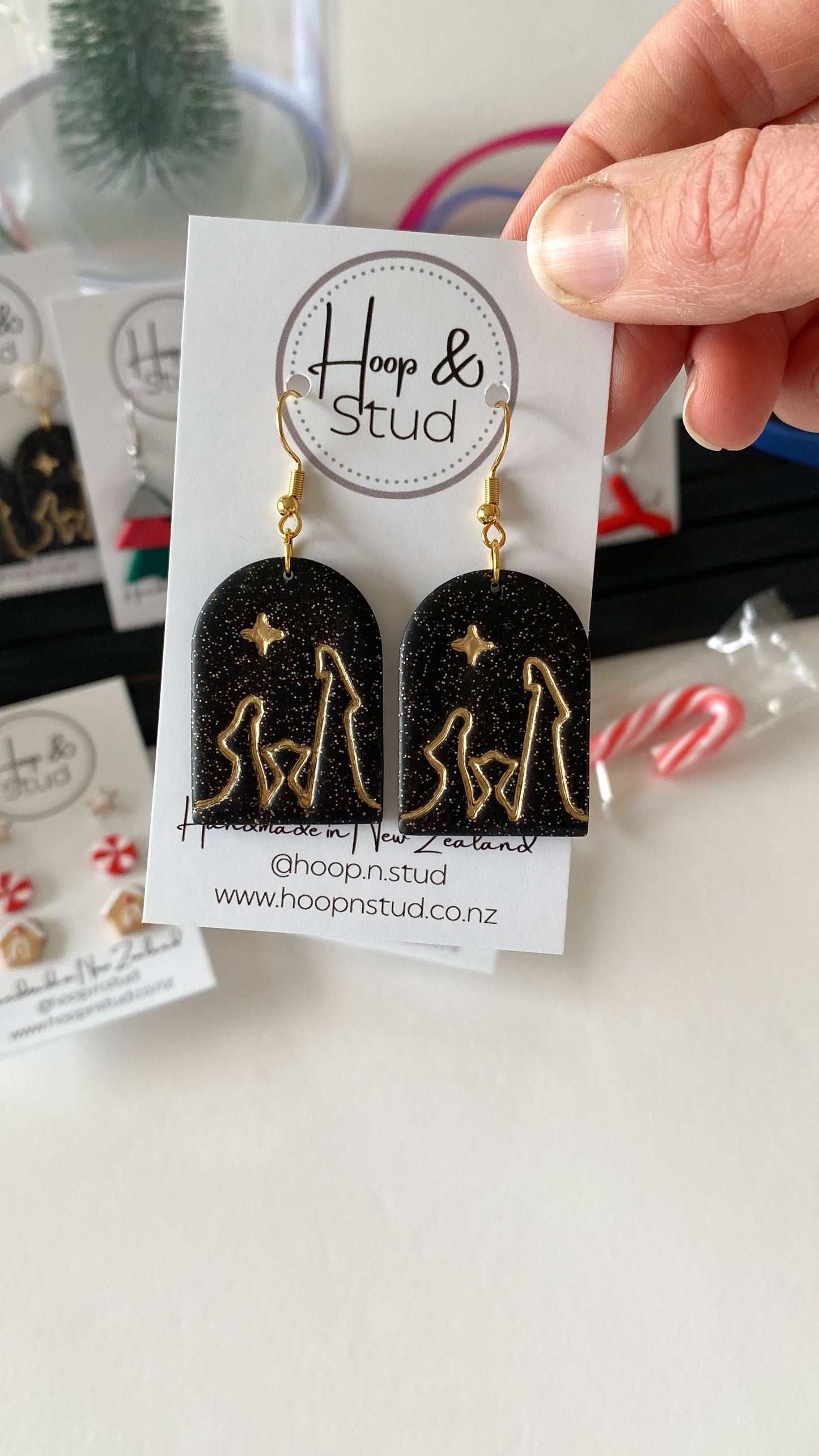 Nativity scene earrings