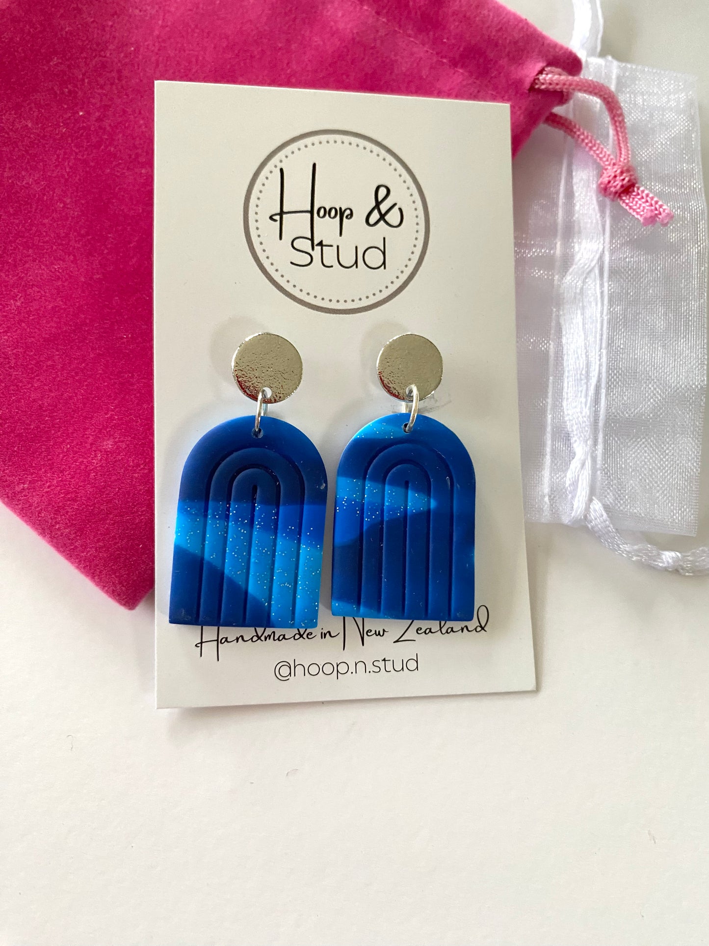 Blue marble earrings
