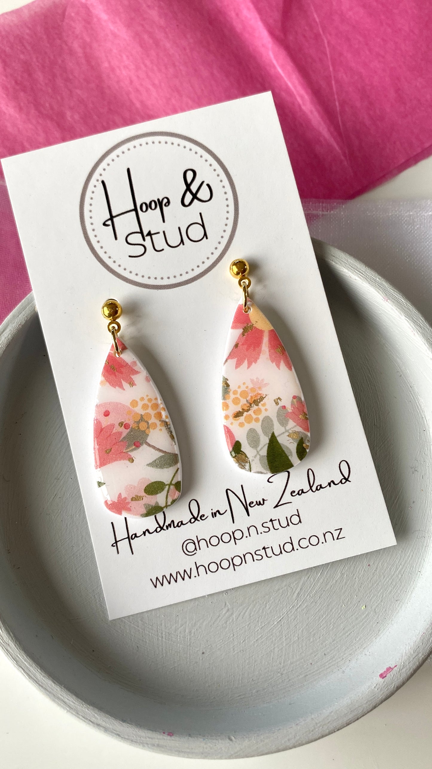 Floral transfer earrings