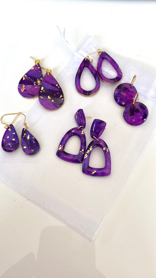 Purple and gold earrings