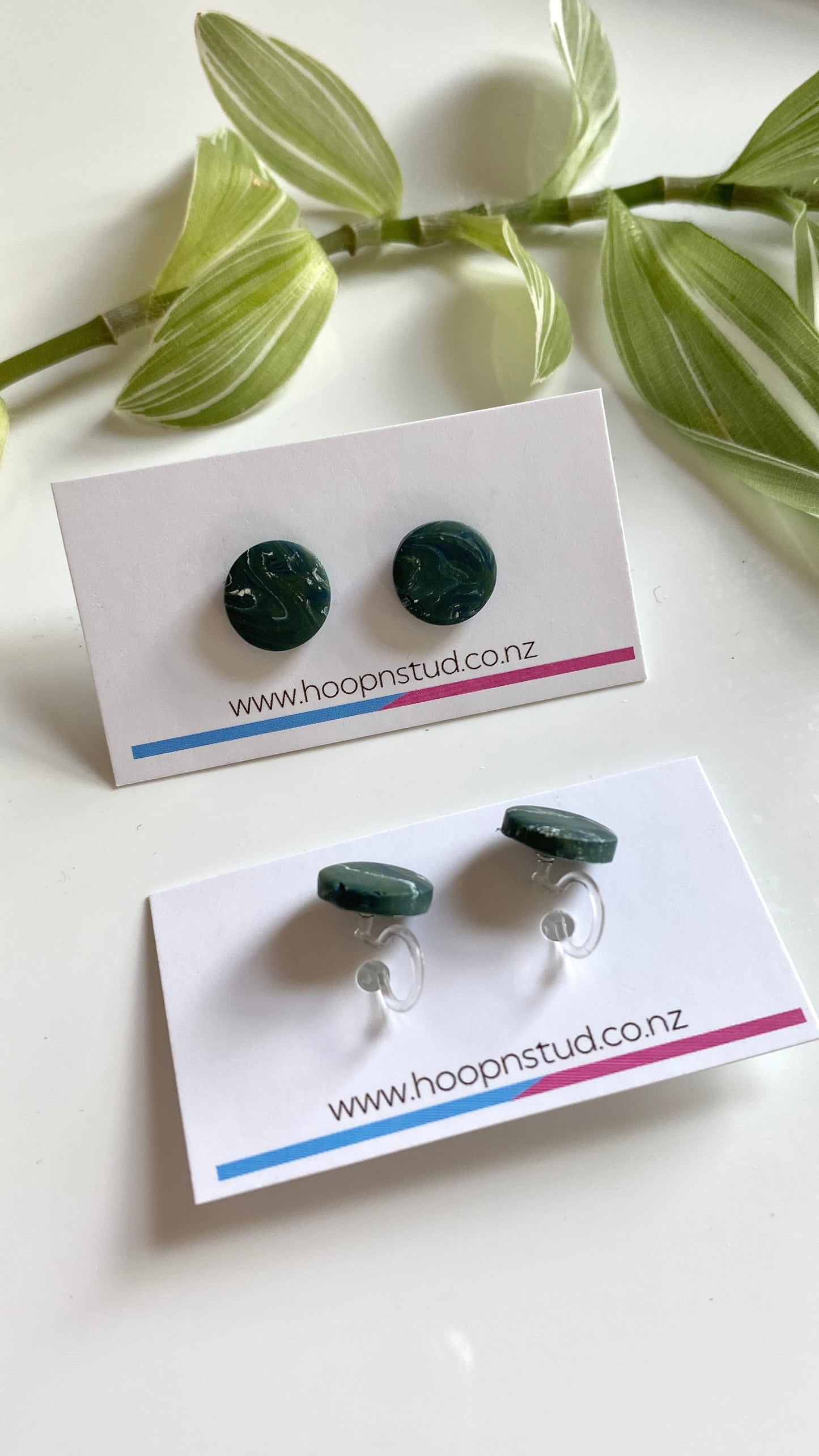 Green marble earrings