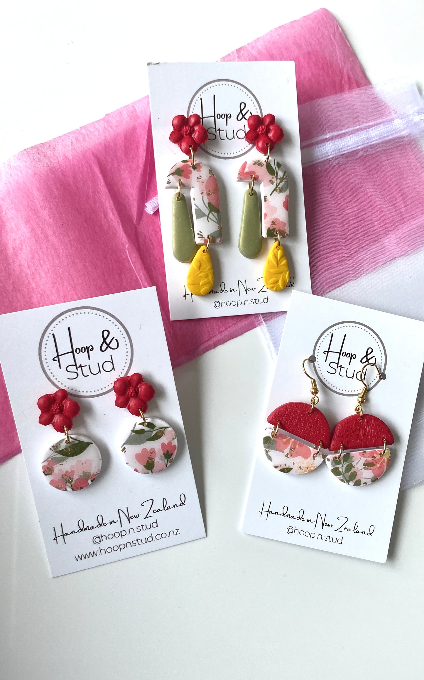 Floral transfer earrings