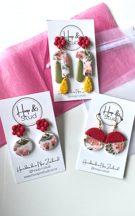Floral transfer earrings