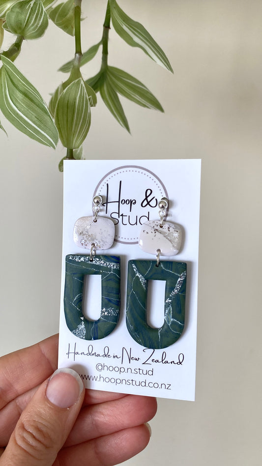 Green marble earrings