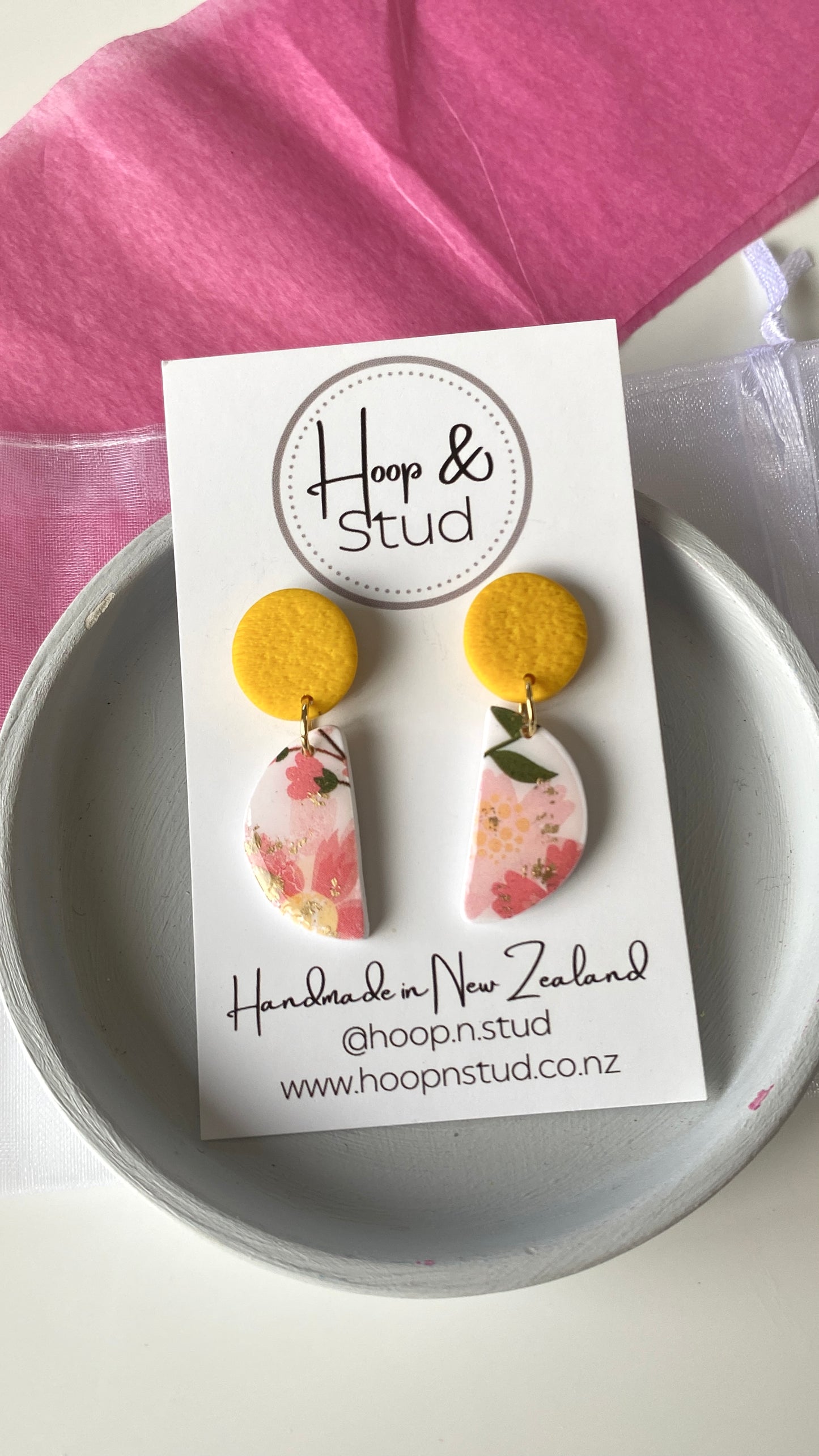 Floral transfer earrings