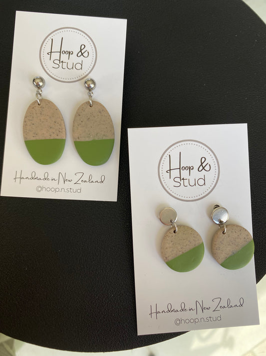 Neutral olive green earrings