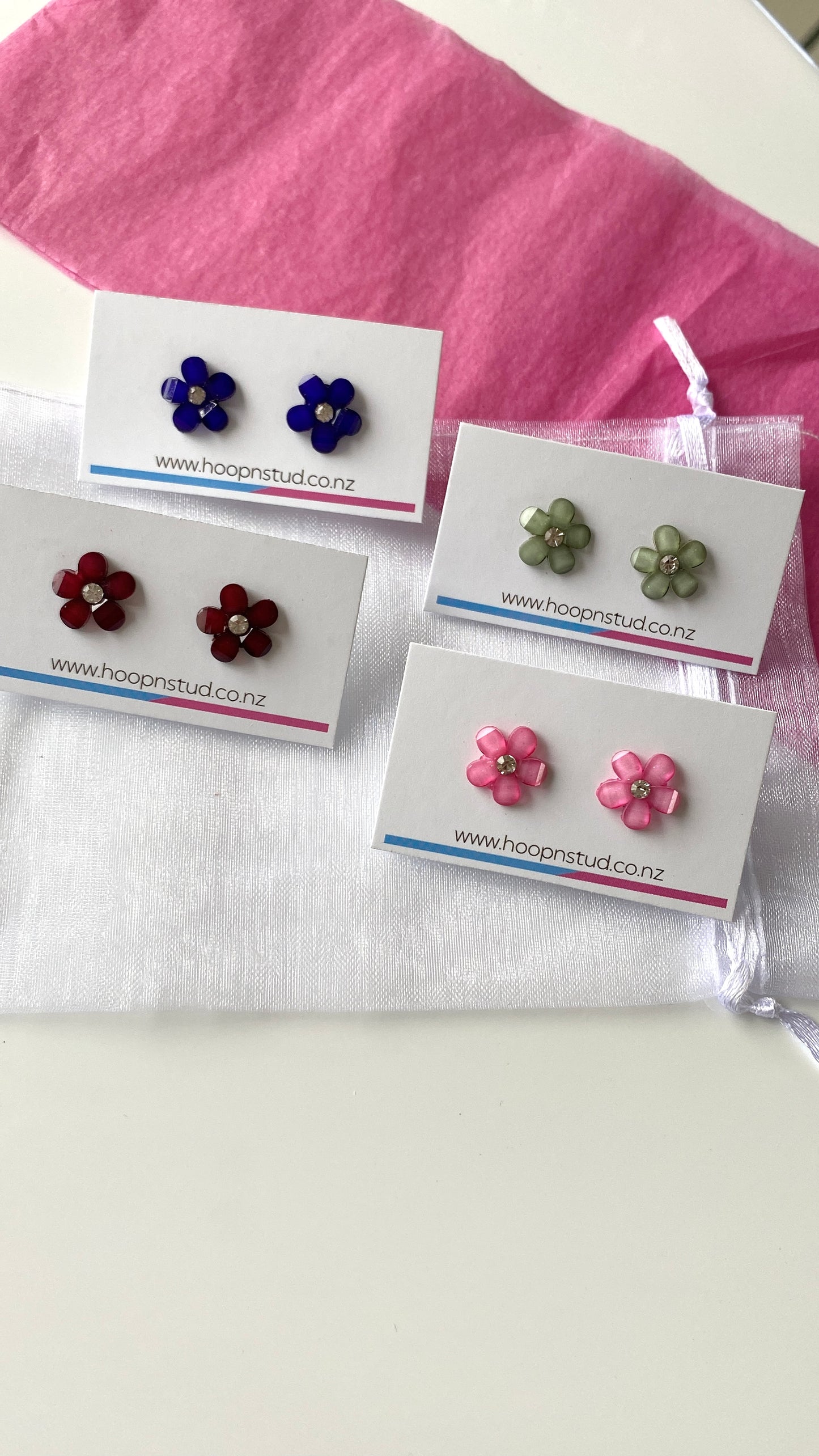 Flower gem studs