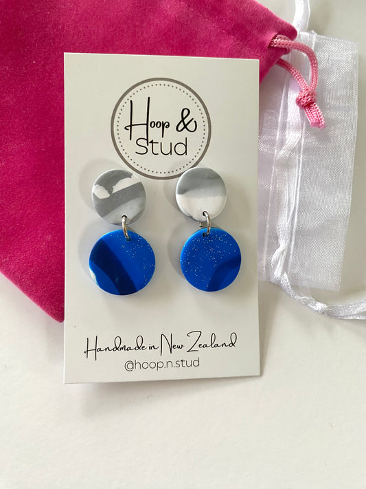 Blue marble earrings