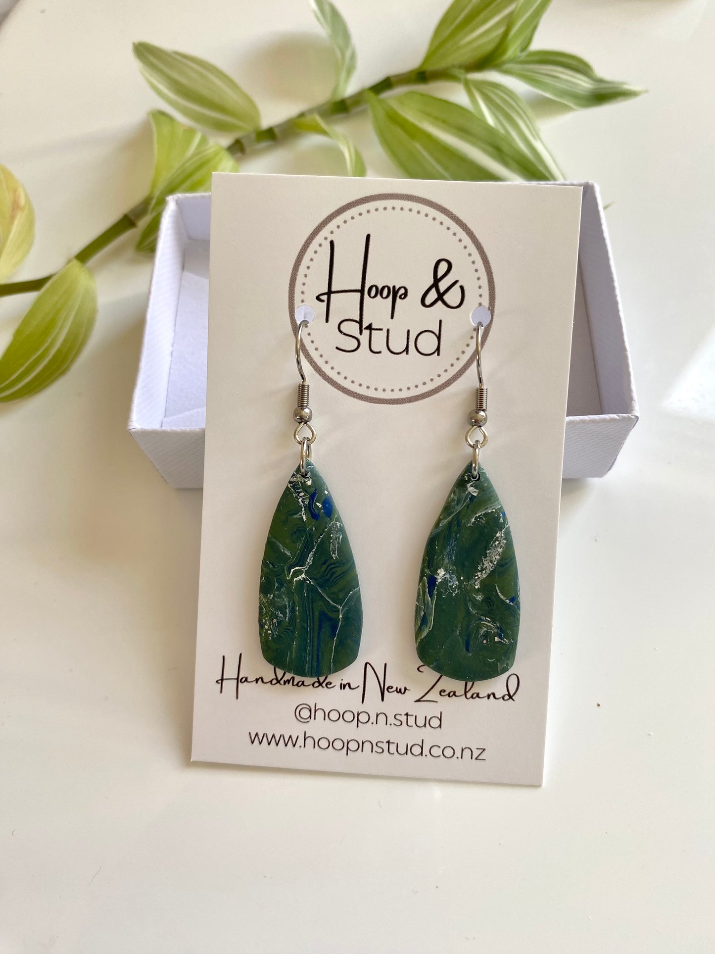 Green marble earrings