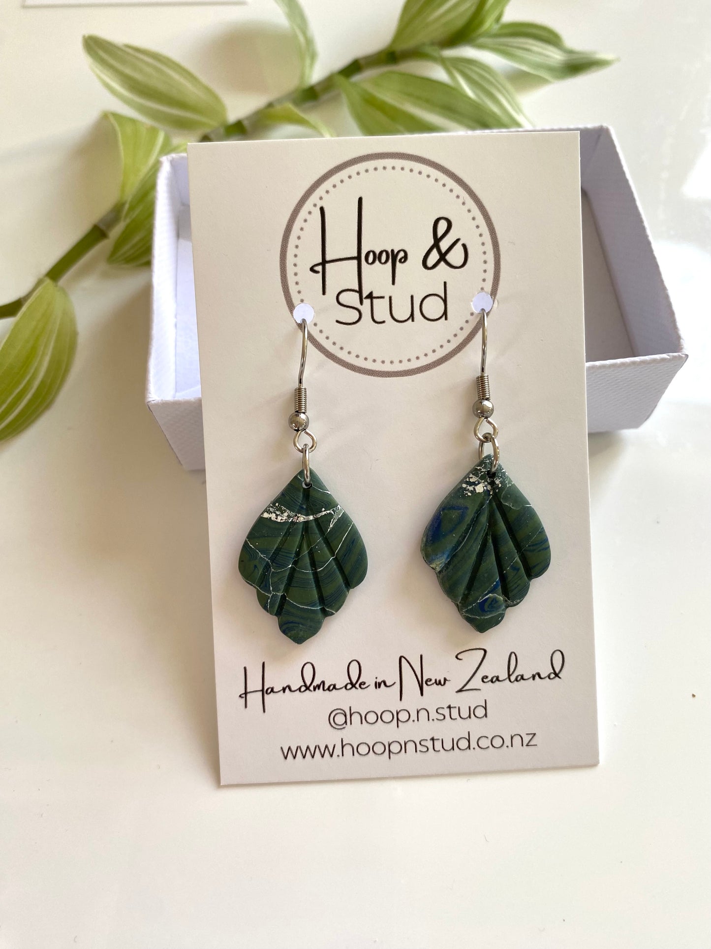 Green marble earrings