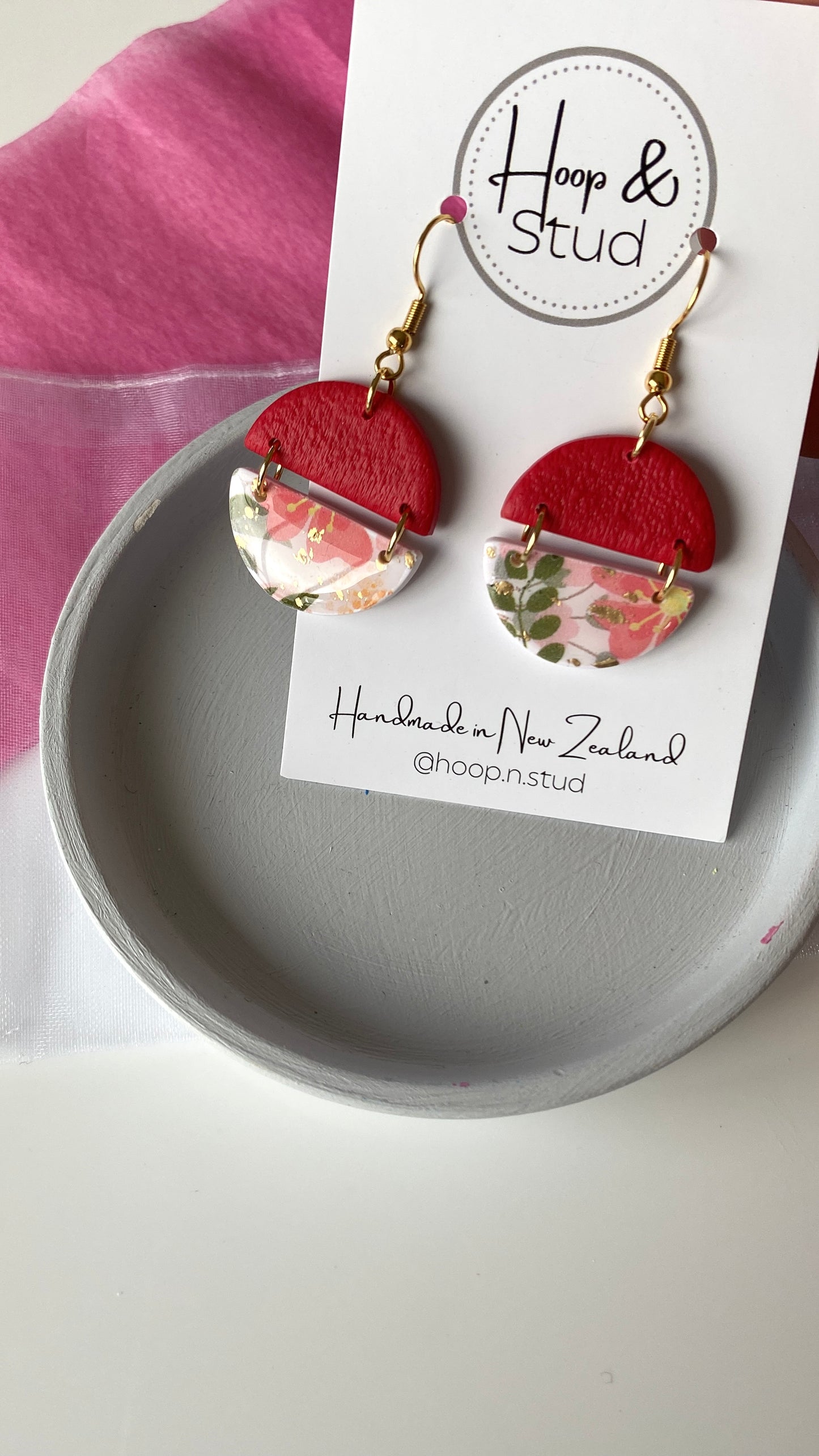 Floral transfer earrings