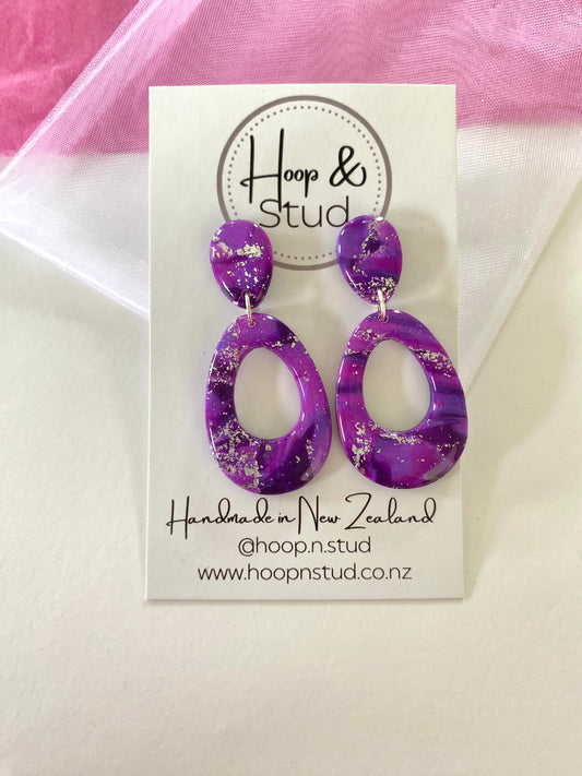 Purple and silver earrings